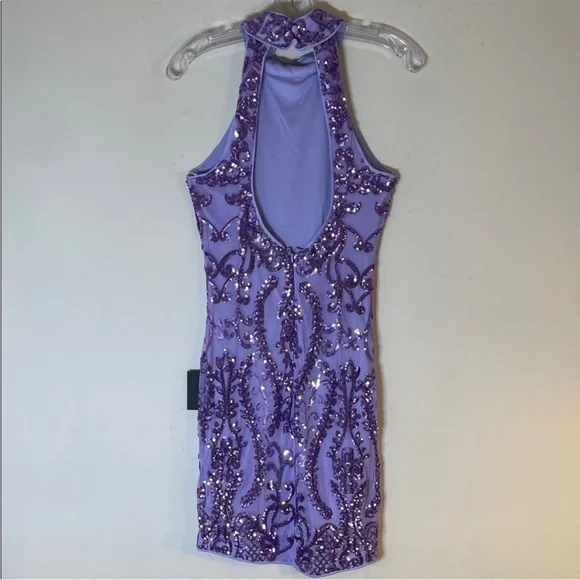 Lulu's Glittering Glamour Lavender Sequin Mock Neck Mini Dress. Small. NWT. - Picture 11 of 16
